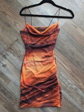 Windsor orange and brown mini dress XS fall going out, worn once